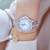 Elegante pulseira de ouro relógio para mulher marca luxo strass à prova d água