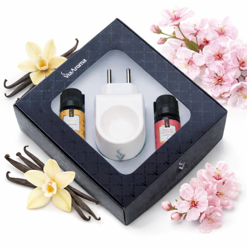 Kit Presente Aromatizador Elétrico Standard Via Aroma + Flor de cerejeira/Vanilla