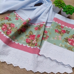 DUPLA DE PANOS DE PRATO FLORAL VINTAGE