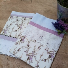 DUPLA PANOS DE PRATO MINI FLORAL LILÁS - comprar online