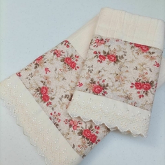 JOGO DE TOALHA DE ROSTO E LAVABO FLORAL FERNANDA - comprar online
