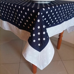 TOALHA DE MESA POÁ AZUL E BRANCO - comprar online