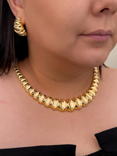 CONJUNTO GOMOS ORGÂNICO BRINCO E COLAR BANHO A OURO 18k - RODRIANI AGUIAR FEMINICES