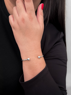 BRACELETE PRATA 925 ABERTO COM ESFERAS