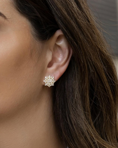 BRINCO FLOR CRAVEJADA COM ZIRCÔNIAS BANHO A OURO 18K na internet
