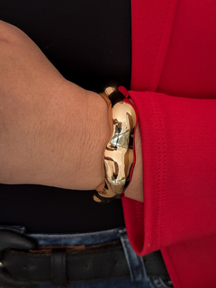BRACELETE RÍGIDO ORGÂNICO POLIDO BANHO A OURO 18K na internet