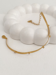 PULSEIRA FITA LAMINADA COM ZIRCÔNIAS BANHO A OURO 18k