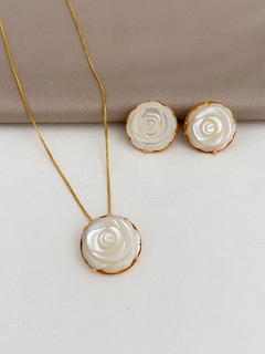 CONJUNTO ROSA MADREPÉROLA BANHO A OURO 18k - comprar online