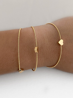PULSEIRA CORDÃO DE VIOLÃO COM CORAÇÃO BANHO A OURO 18K