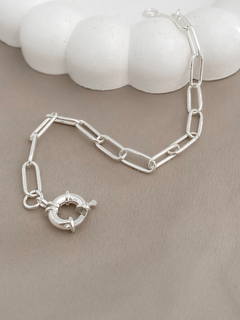 PULSEIRA ELO RETANGULAR PRATA 925 COM FECHO BOIA - comprar online