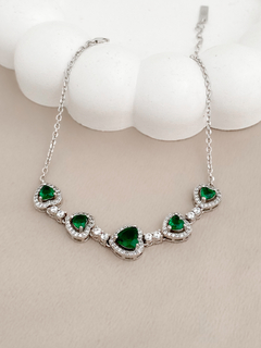 PULSEIRA CORAÇÃO ESMERALDA COM ZIRCÔNIAS – PRATA 925 - comprar online