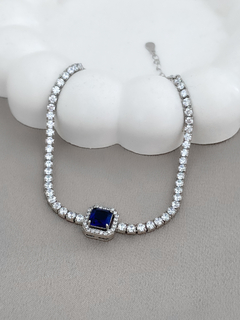 PULSEIRA RIVIERA COM PEDRA CENTRAL ZAFIRA PRATA 925 - comprar online