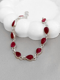 PULSEIRA GOTA RUBI NATURAL EM PRATA 925 - comprar online