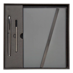 Set Libreta Pasta Dura Con Boligrafo Metalico Repuesto Caja