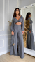 Conjunto Feminino Cropped e Calça Pantalona Manga Longa Bufante Elegante Veste Bem - CLOSET CHARM