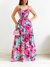 Vestido Longo Estampa Floral Botões Verão