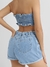 Conjunto Feminino Cropped e Short All Jeans Estiloso Mom Boyfriend Laço Tomara Que Caia - CLOSET CHARM