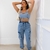 Conjunto Feminino Calça e Cropped All Jeans Estiloso Mom Boyfriend Jogger