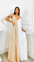 Vestido Feminino Longo Elegante Bicolor Duocolor Branco Ano Novo Gestante Grávida Chá Revelação Rosa Azul