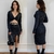 Conjunto Feminino Cropped Manga Longa e Saia Midi Fenda Decote