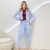 Conjunto Feminino Jeans Calça e Jaqueta Manga Longa Estilo Cropped Jogger Mom Boyfriend Inverno Colors All Jeans