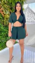 Conjunto Feminino Cropped E Short Curto Multiformas Verde Natal Verão Até 46 Plus Size