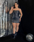 Conjunto Cropped e Saia Couro Ecológico Tomara Que Caia Estilo Corselet Preto Cintura Alta Festa Rodeio
