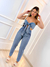 Conjunto Feminino Calça e Cropped All Jeans Estiloso Mom Boyfriend Laço Tomara Que Caia - comprar online