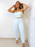 Conjunto Feminino Calça e Cropped All Jeans Meia Taça Tomara que Caia Estiloso