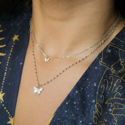 Colar Duplo Borboleta