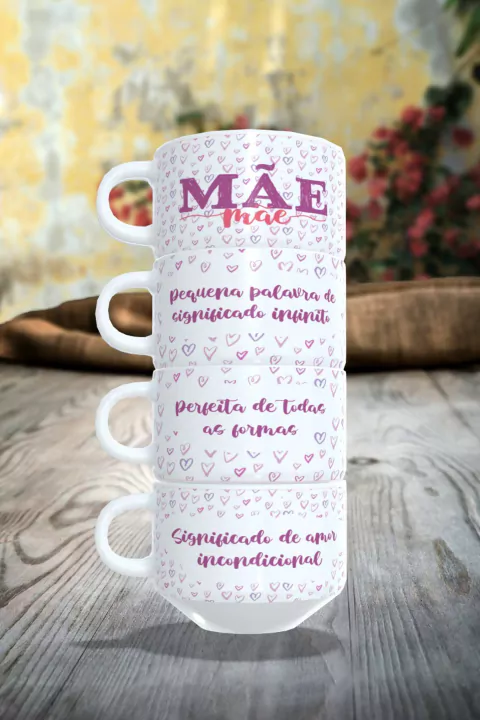 Xícaras com suporte metálico - Mãe é infinito