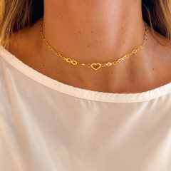 Choker Coração e Infinitos - Brincos, Pulseiras, Colares. Peças banhada à Ouro com Garantia | Lorena Macedo Semijoias