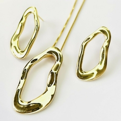 Conjunto Oval Geométrico Brinco e Colar - comprar online