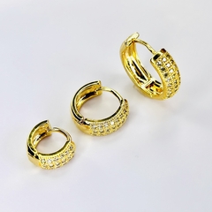 Trio de Argolas Redondas Cravejadas - comprar online