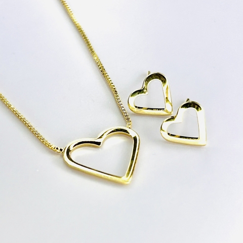 Conjunto Coração Vazado Liso