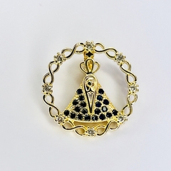 Pingente Nossa Senhora com Cravejados Brilhante e Azul Profundo G