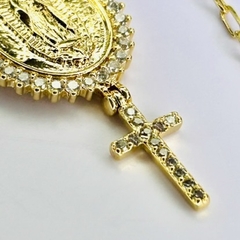 Colar Nossa Senhora Aparecida Com Cruz e Cravejados - comprar online