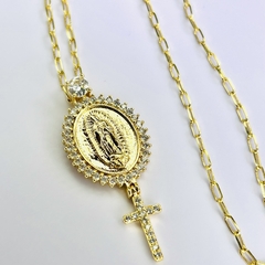 Colar Nossa Senhora Aparecida Com Cruz e Cravejados