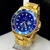 1ª Linha Submariner - dourado e azul - Pulseira de aço - comprar online