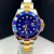 1ª Linha Submariner - prata, dourado e azul - Pulseira de aço