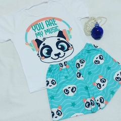Pijama T-shirt Curto Tamanho único Panda Headset - comprar online