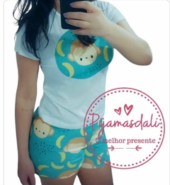 Pijama T-shirt Curto Tamanho único macaco banana