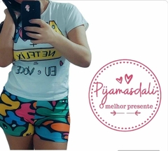 Pijama T-shirt Curto Tamanho único Netflix Eu e Você