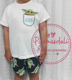 Pijama T-shirt Curto Infantil Baby Yoda 6/8