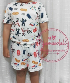 Pijama T-shirt Curto Infantil Objetos 6/8