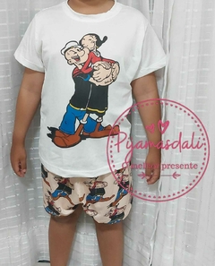 Pijama T-shirt Curto Infantil Popeye 12/16