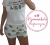 Pijama T-shirt curto tamanho único Olho Grego Amarelo