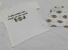 Pijama T-shirt curto tamanho único Olho Grego Amarelo - comprar online