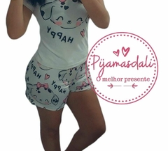 Pijama T-shirt Curto Tamanho único Happy Dog