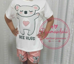 Pijama T-shirt Curto Infantil Coala Abraços Grátis 8/10